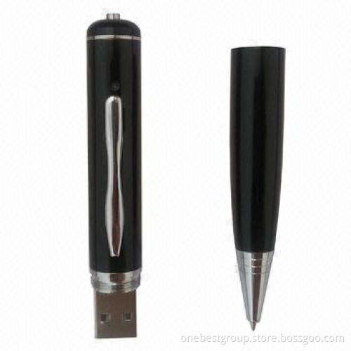 Body worn pen camera DVR with built-in safe battery power for covert operation